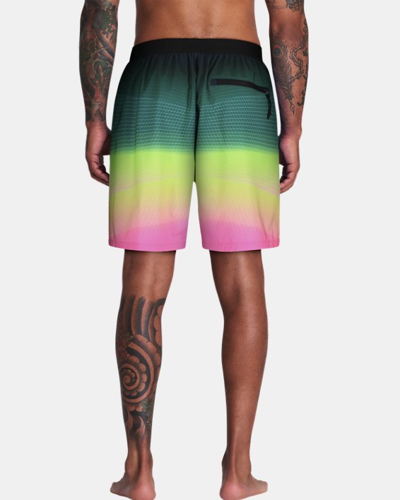 Men's UA Fractal Print Comfort Waist Swim Shorts, Green, pdpMainDesktop image number 1